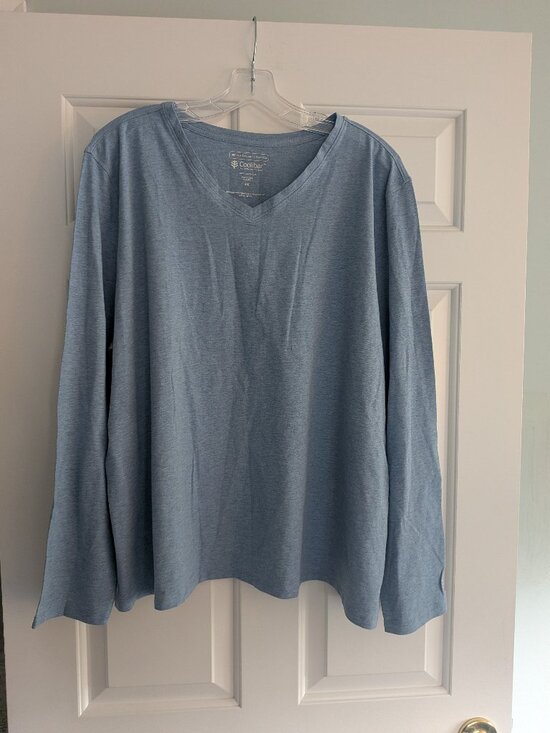 Coolibar Tops - Coolibar Morada V-Neck Long Sleeve Sun Protective T-shirt  Light Blue 2X NWT